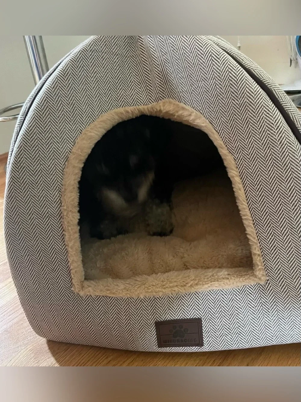Plush Beige Indoor Small Pet Cozy Cave Bed